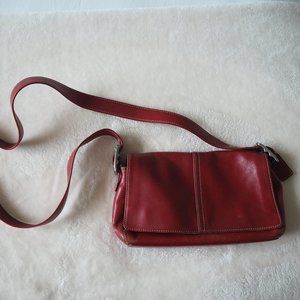 Coach Bag -- Red leather, cross-body strap